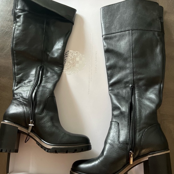Vince Camuto Black leather Over the Knee Boots Classic Design size 8M wide calf - Picture 4 of 11
